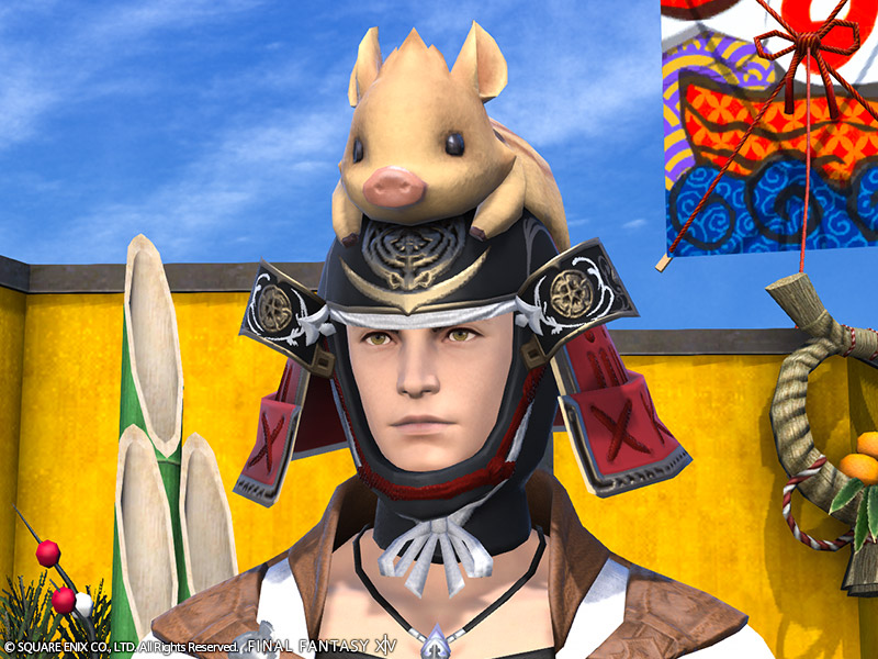 朱漆金豬武士盔