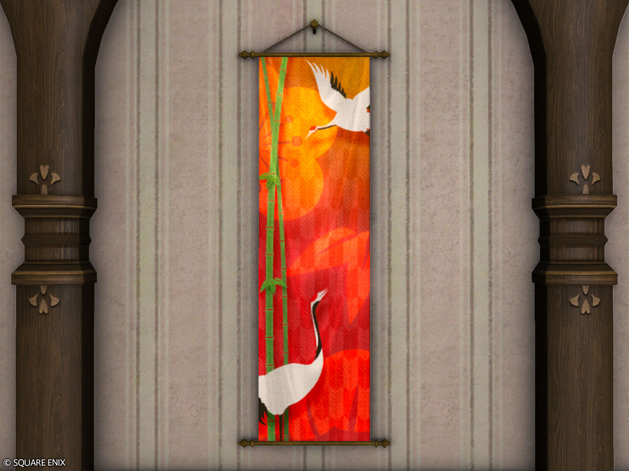 特製降神祭朱紅白鶴旗